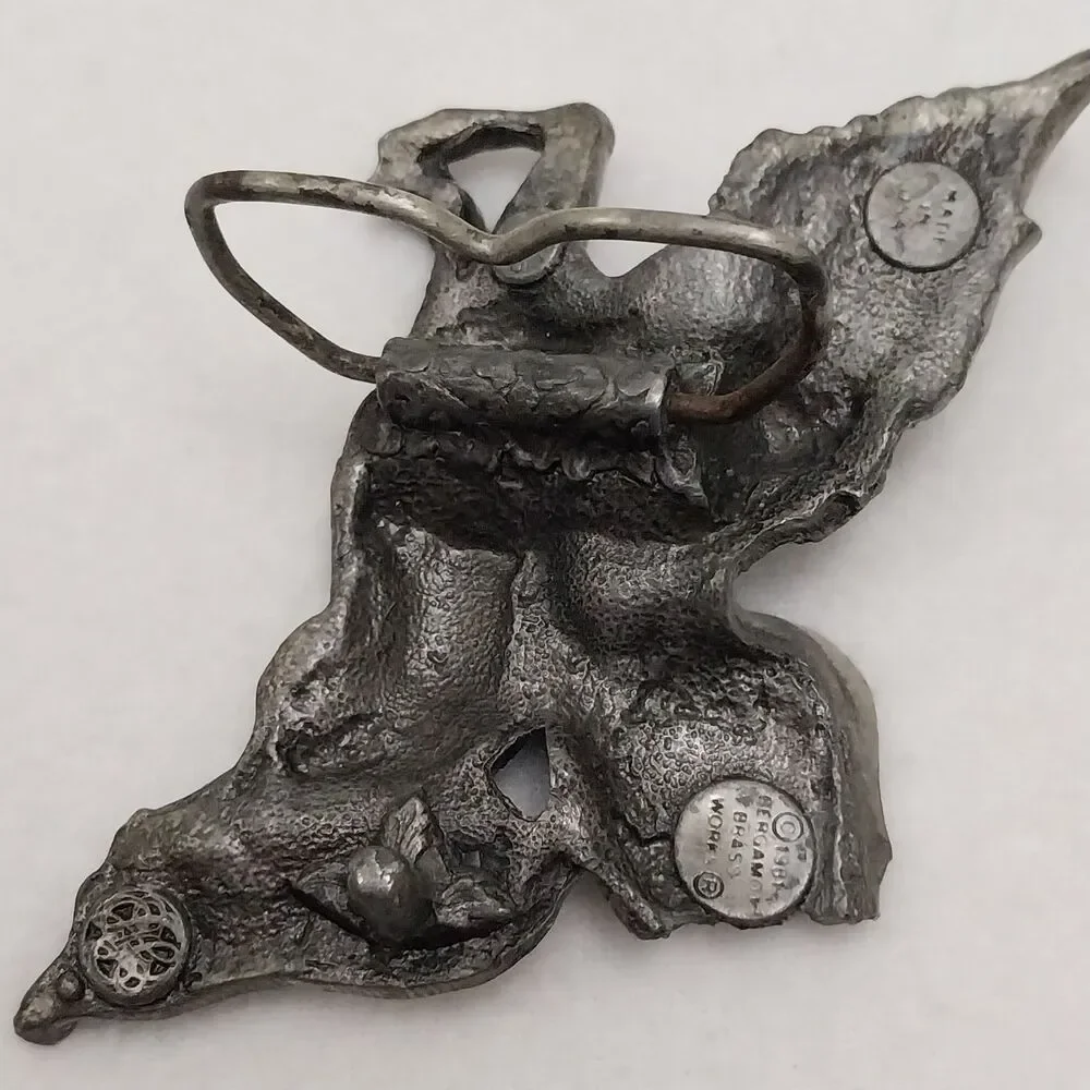 Vintage 1981 Bergamot Pegasus Horse Silver Toned Belt Buckle (Broken Wing) #E53